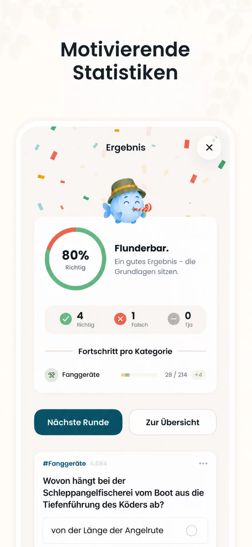 Lernstatistik in der Angelmeister-App